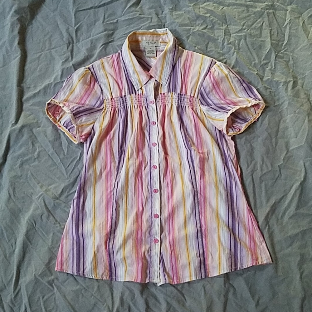 Girls Striped Button Down Shirt